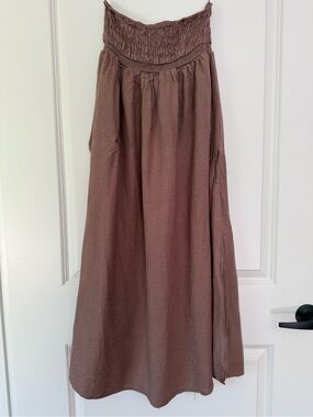 Madison Taupe Smocked Waist Maxi Skirt